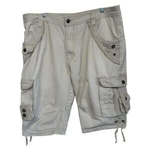 Request Jeans Men’s Khaki Multi Pocket Utility Cargo Short Outdoor Streetwear 40